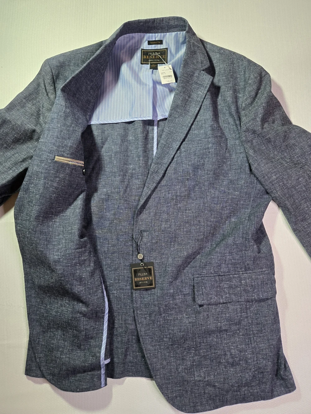 Jos A Bank RESERVE Men's Blue Sport Coat UNSTRUCTURED Jacket LINEN Blazer XL NWT